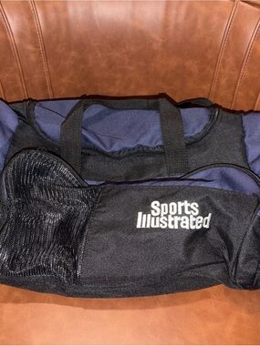 Vintage Sports Illustrated Navy Blue Duffel Bag Gym retro embroidered